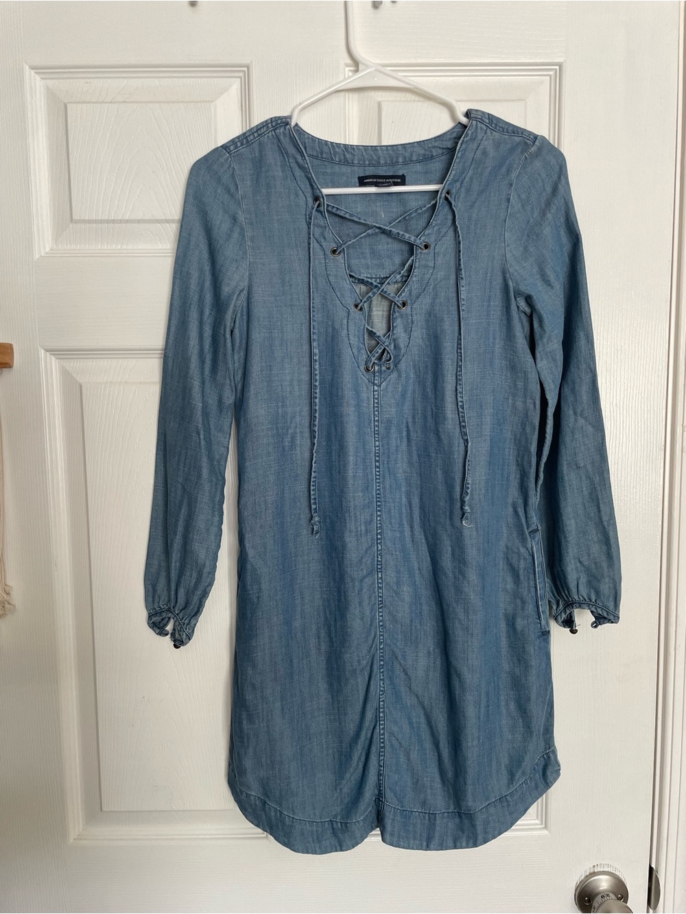 American Eagle Outfitters size XXS Blue Denim Lace-Up Women’s Mini Dress